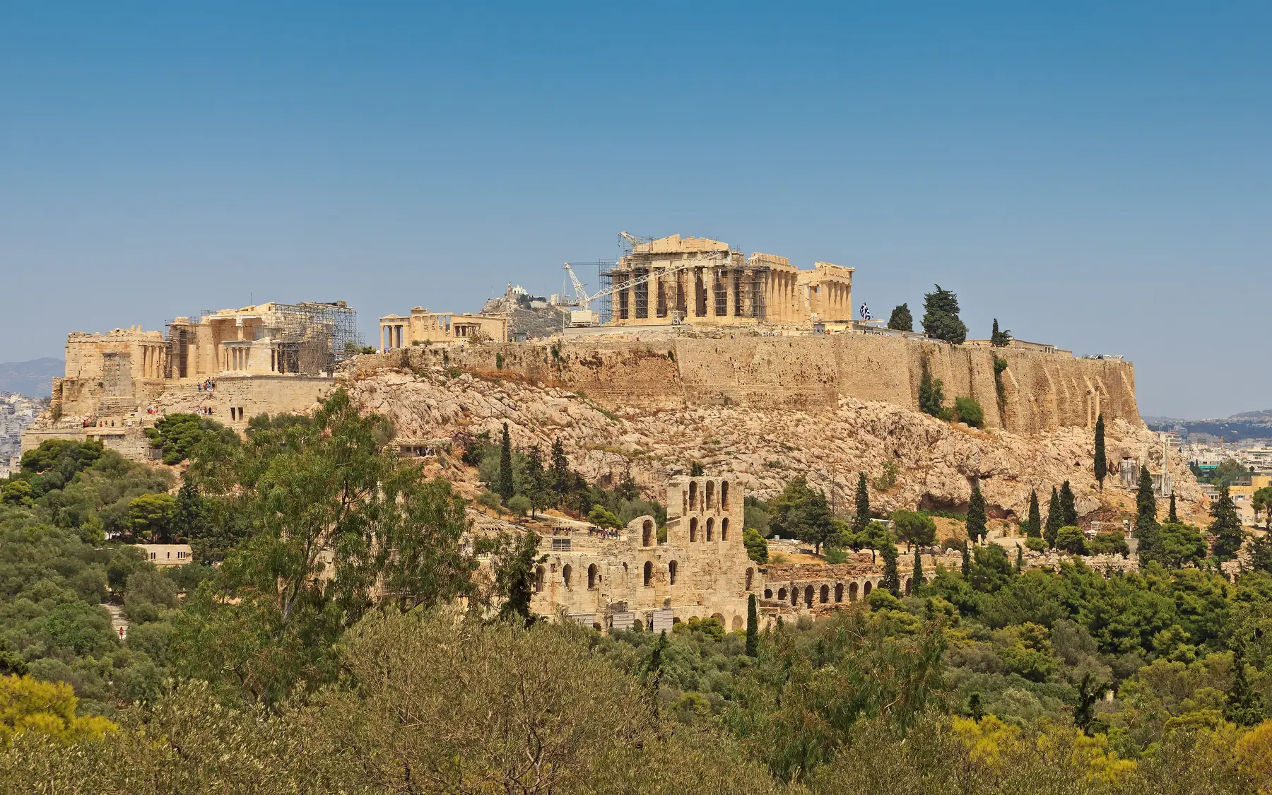The Acropolis and the Parthenon above Athens, Greece